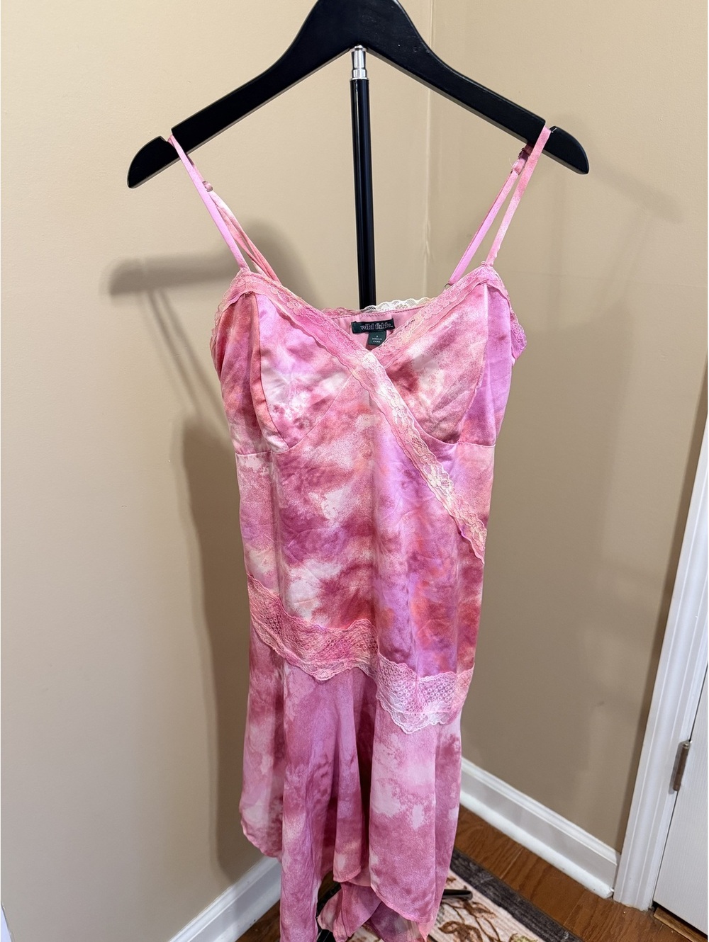 Wild Fable Pink Tie Dye Lace Trim Slip Dress Size S